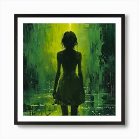 Girl In Green Dress Art Print