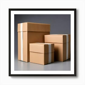 Mock Up Blank Box Parcel Cardboard Customizable Template Unprinted Clean Simple Minimalis (12) 1 Art Print