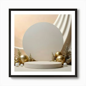 White Circle With Gold Ornaments 1 Art Print