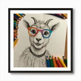 Goat With Glasses 3 Art Print