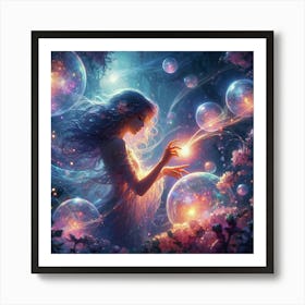 Girl With Bubbles Art Print