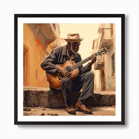 Old Man Playing Guitar 9 Art Print