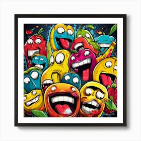 Cartoon Characters Graffiti Art Print