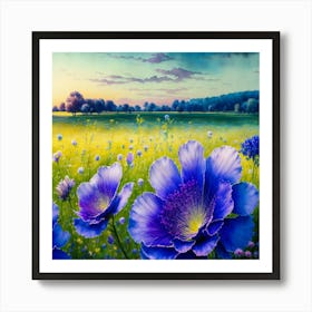 Blue Poppy Flowers Art Print