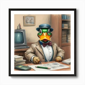 Duck In Office Art Print