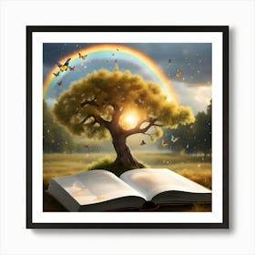 Rainbow Book Tree Art Print