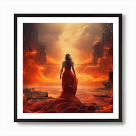 Woman In A Red Dress 4 Art Print