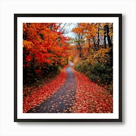 A Crisp American Autumn Scene Unfolds Embodying The Quiet Beauty Of A Fall Nature Trail Transitioni 2 1 Art Print