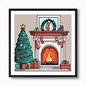 Christmas Fireplace Art Print