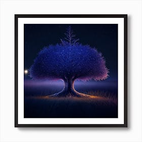 Tree At Night 1 Art Print