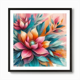 Lotus Flower Painting 2 Art Print