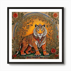 Default Traditional Madhubani Style Painting Of A Tiger On A T 0 (1) Art Print