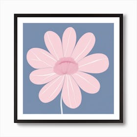 A White And Pink Flower In Minimalist Style Square Composition 49 Art Print