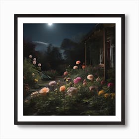 Moonlight Garden Art Print