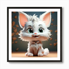 White Cat With Big Eyes 1 Art Print