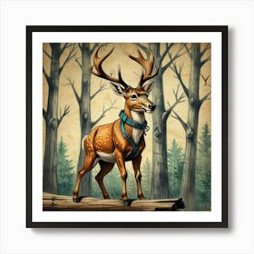 Deer In The Woods 37 Art Print