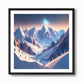 Low Poly Mountain Landscape Art Print