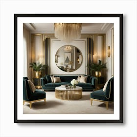 Gold And Green Living Room Art Print