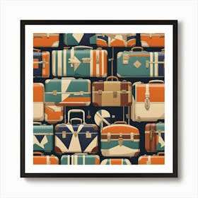 Vintage Suitcases Seamless Pattern Art Print