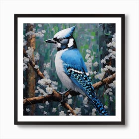 Ohara Koson Inspired Bird Painting Blue Jay 2 Square Art Print