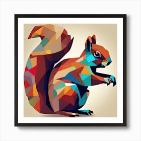 Squirrel Cubism Style Art Print