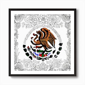 Mexico Flag Coloring Page Art Print