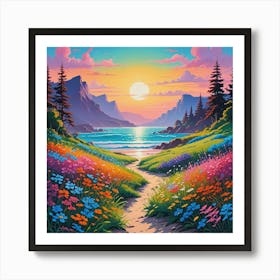 Sunset In The Meadow 6 Art Print