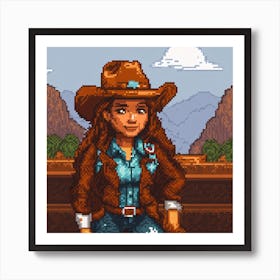 Pixel Cowgirl Art Print