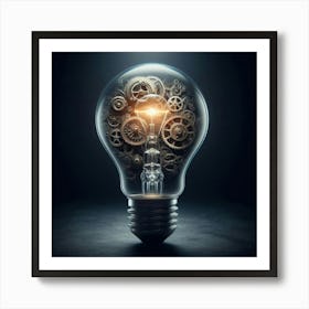 Light Bulb With Gears Art Print