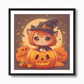 Cute Halloween Kawaii, Cute Halloween Kawaii, Cute Halloween Kawaii, Cute Halloween Kawai Art Print