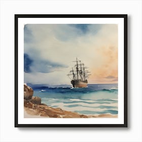 Sailing Vessel Ship Boat Landscape Art Print