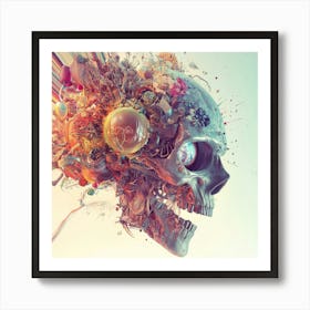 Headshot Exploding Skull Art Art Print