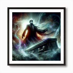 Skeleton In A Coffin Art Print