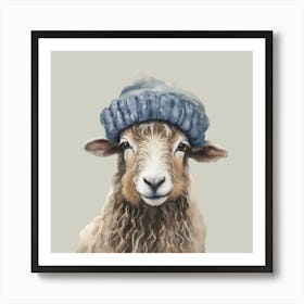 Rory Sheep Hat Scarf Final Flattened Plain Art Print