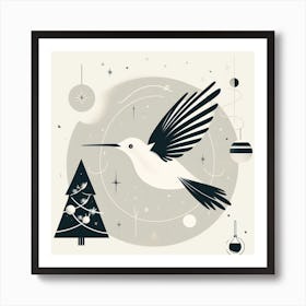 Hummingbird Holiday Art Print