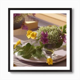 Table Setting With Flowers Art Print