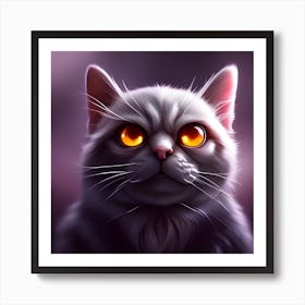 Cat With Glowing Eyes Art Print