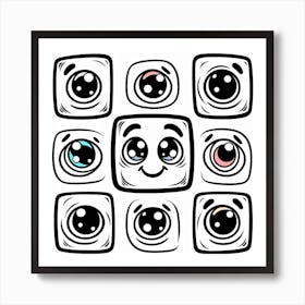 Doodle Eyes Vector Illustration Art Print