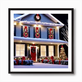 Christmas Decorations On A House 3 Art Print