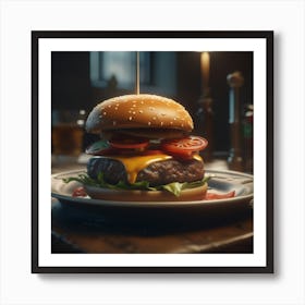 Hamburger On A Plate 129 Art Print