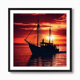 Sunset Boat 6 Art Print