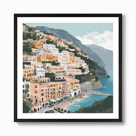 273636 Amalfi Coast, Italy Illustration Art Print Art Print