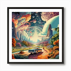 Psychedelic Odyssey Wall Art – Bridging Past, Present, Future Univers Art Print