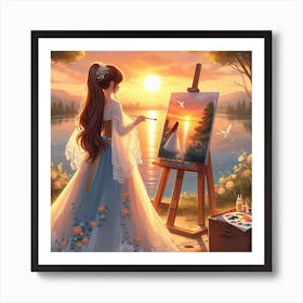 sunset painting Art Print