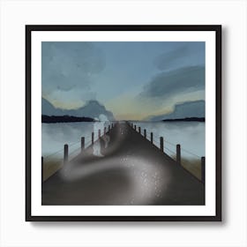 Kissing by the sea Art Print