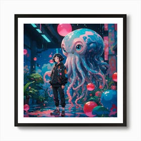 Cyberpunk Octopus Póster