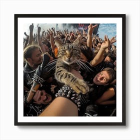 Cat In The Crowd 1 Art Print