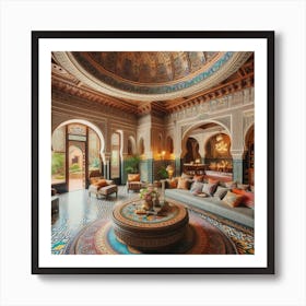 The dining hall in the middle of a traditional Moroccan house 8 Art Print