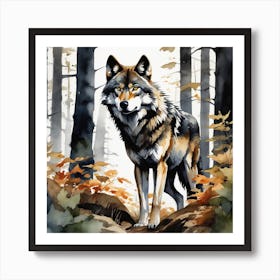 Wolf In The Woods 76 Art Print