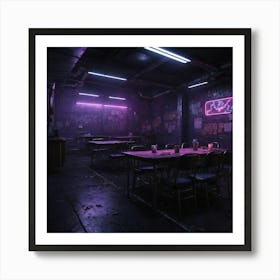 Room With Neon Lights Art Print